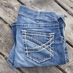 Ariat Blue Boot Cut Jeans with Decorative Stitching